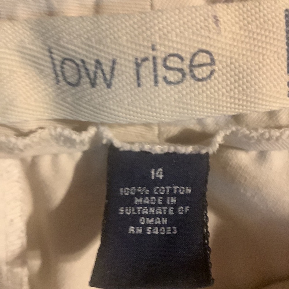 One pair Gap size 14 low rise  tan pants cotton material